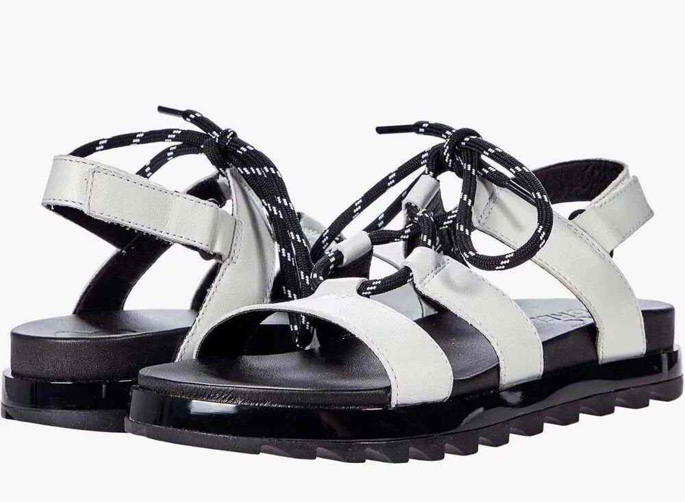 Sorel roaming lace up Sandal white black Women's Shoes adjustable width(wide)